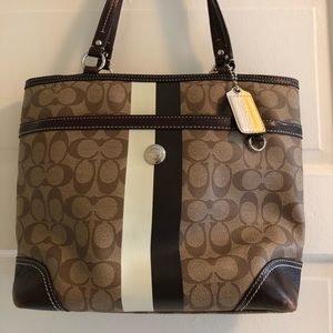 Coach Heritage stripe tote